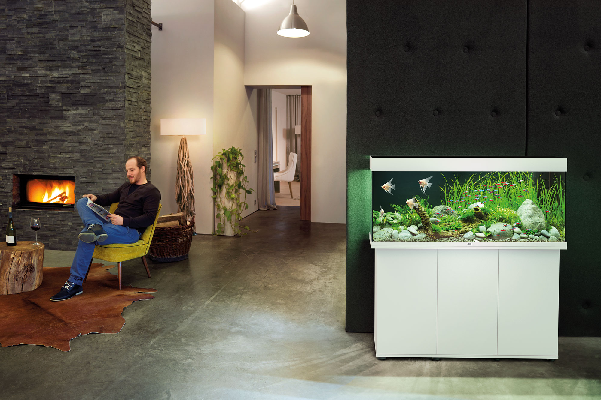 Acuario JUWEL RIO 240 blanco ambientado